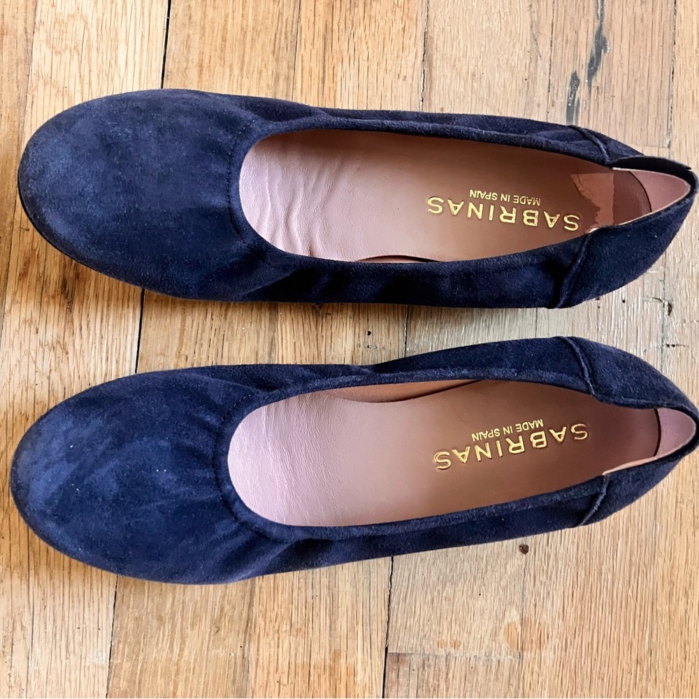 Sabrinas London Versatile Blue Suede Navy Ballet Flats Shoes
